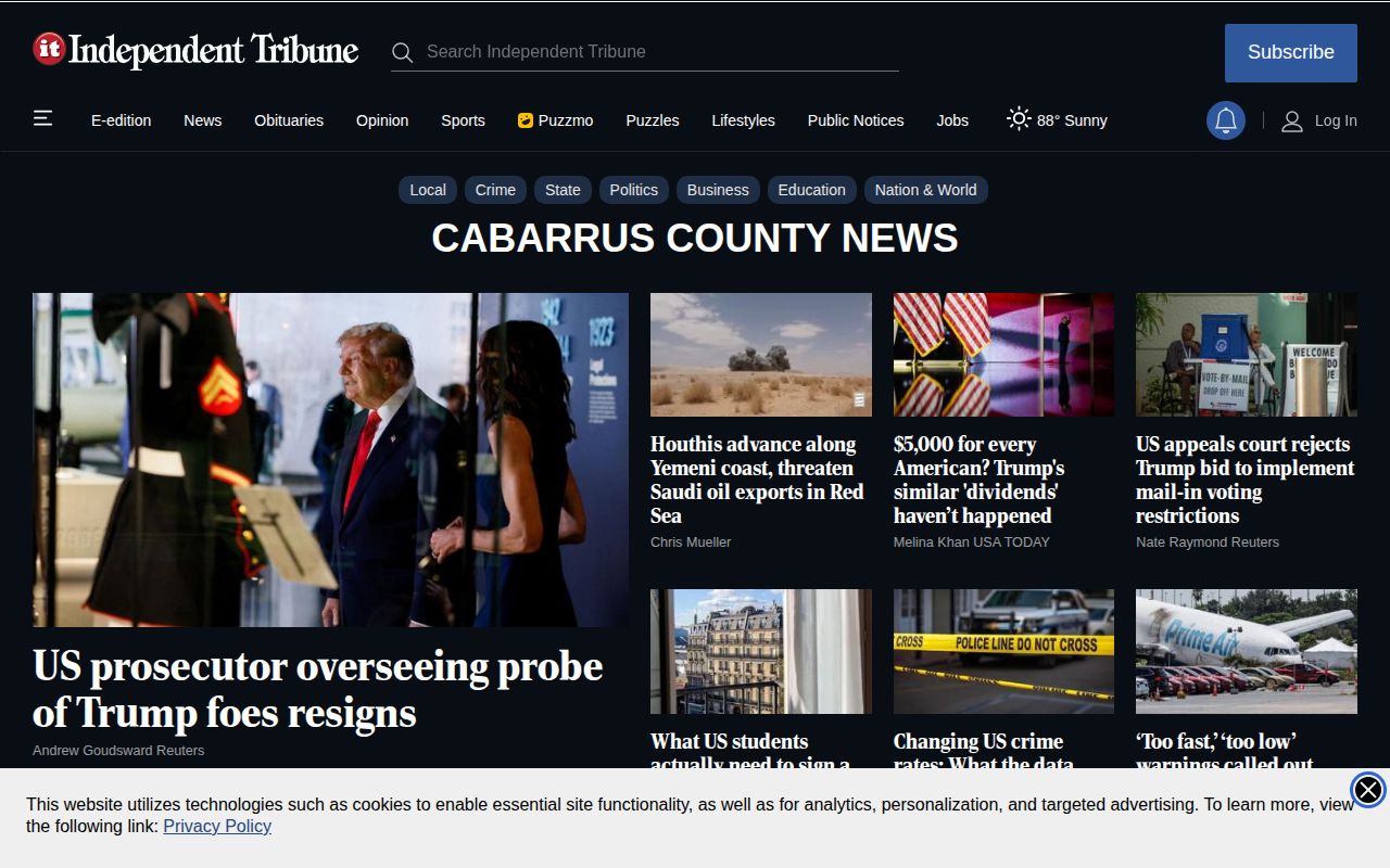 Independent Tribune Cabarrus news page used as a selective arrest-news source